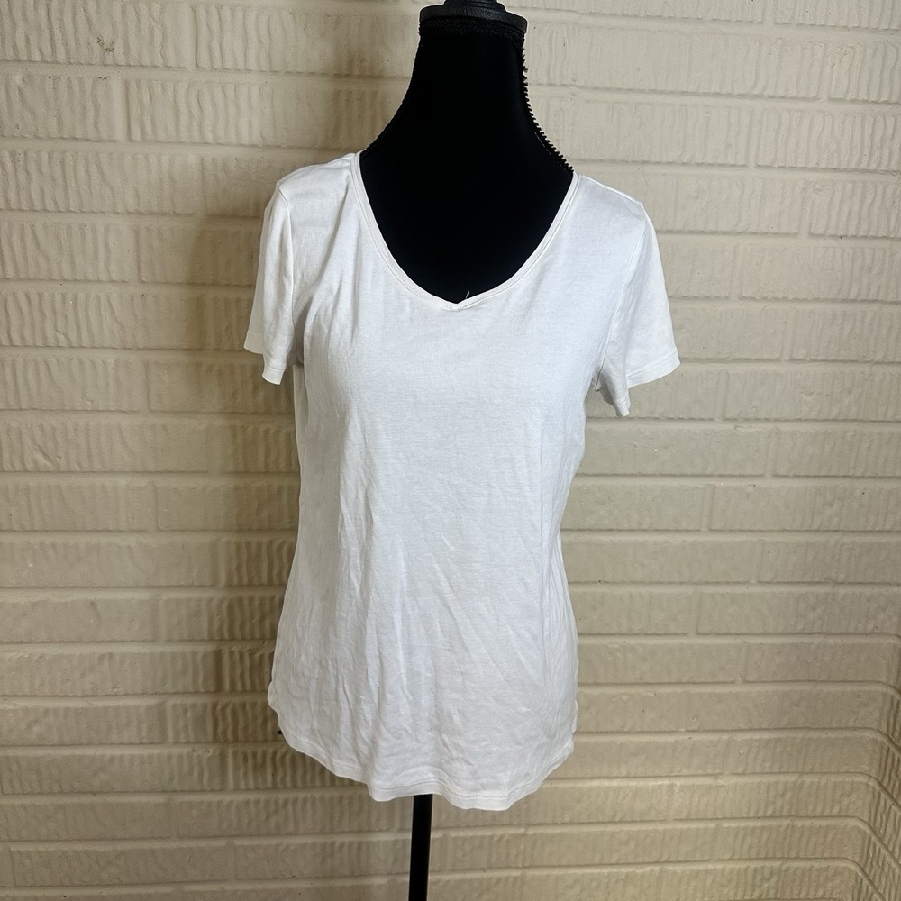 Talbots The Talbots Tee‎ 100% Pima Cotton T-Shirt V Neck White Size S Essential